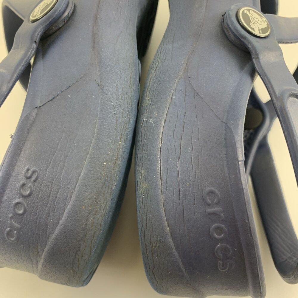Crocs Shayna Mary Jane Slingback Navy Blue Round Toe Comfort Clog Slip Womens 8 - Picture 12 of 15